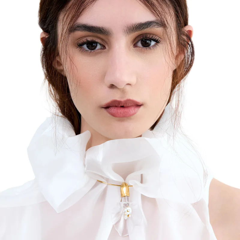 14kt Calla Lily Baroque Pearl and Diamond choker