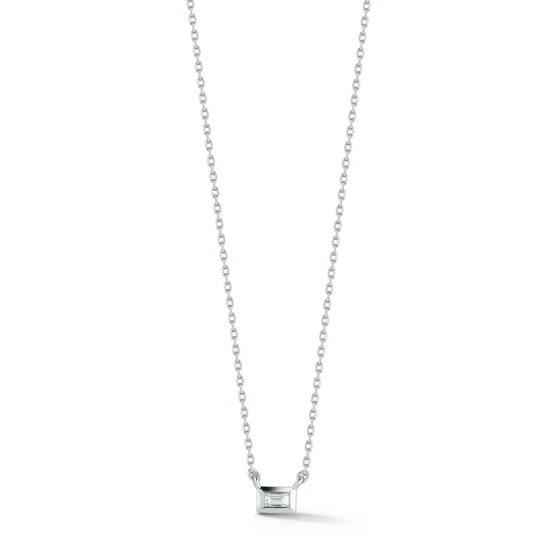 Platinum Diamond Baguette Necklace