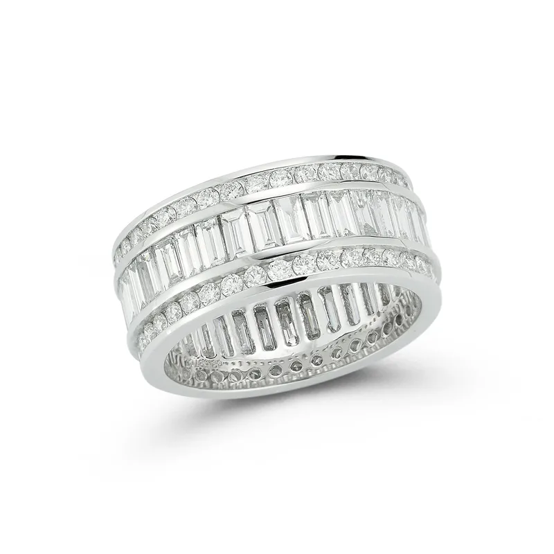 Platinum Layered Diamond Baguette Ring