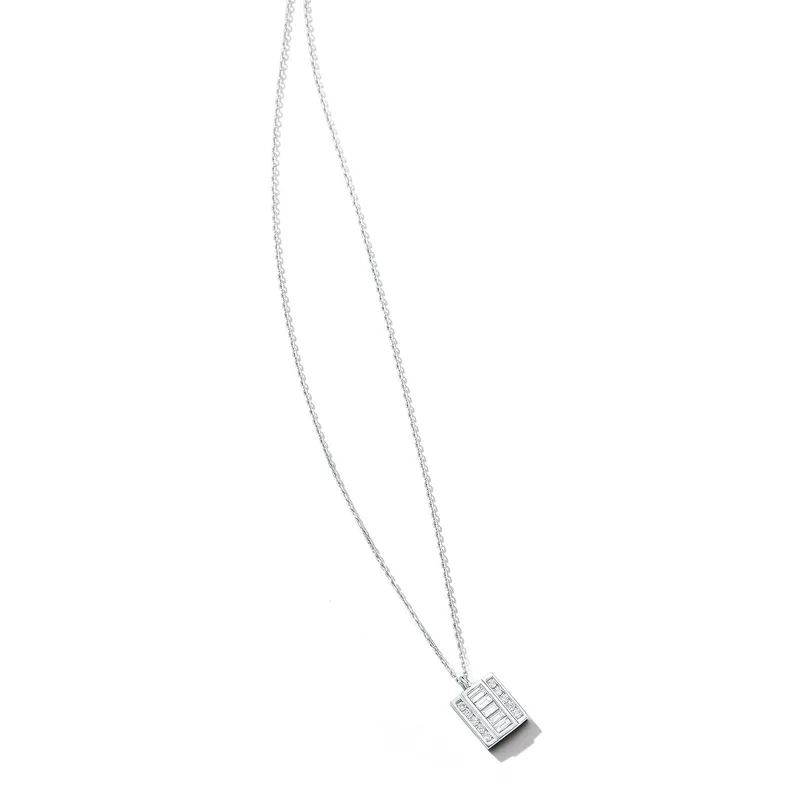 Platinum and Diamond Baguette Necklace