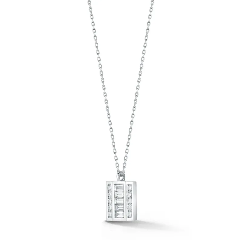 Platinum and Diamond Baguette Necklace