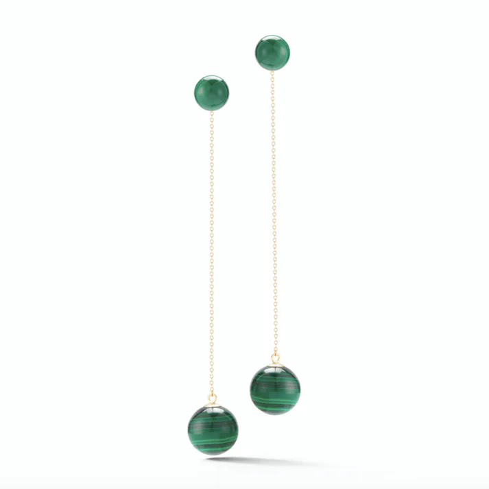 Single Malachite Ball Drop Earring