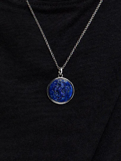 Stallion Carved Lapis Necklace