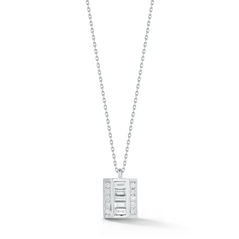 Platinum and Diamond Baguette Necklace