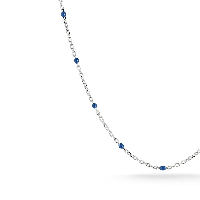 Blue Enamel Station Chain Necklace