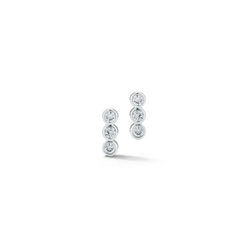 14kt Trio Diamond Bar Studs