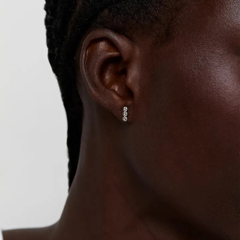 14kt Trio Diamond Bar Studs