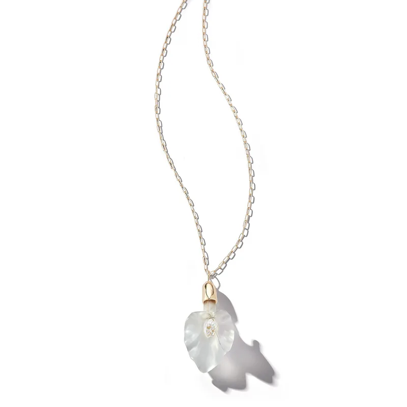 14kt Calla Lily Baroque Pearl and Diamond Necklace