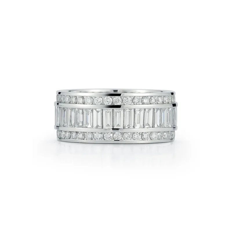 Platinum Layered Diamond Baguette Ring