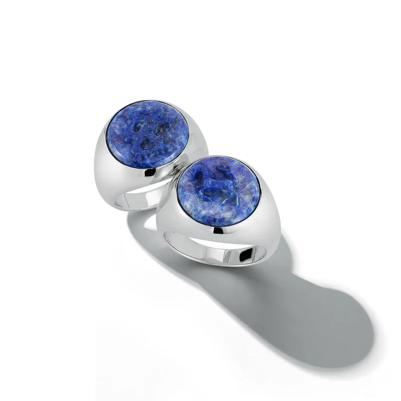 Carved Stallion Lapis Ring