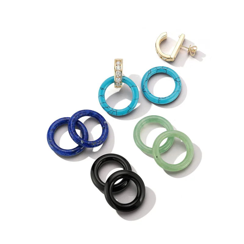 14kt Deluxe Donut Door Knocker Earring Set