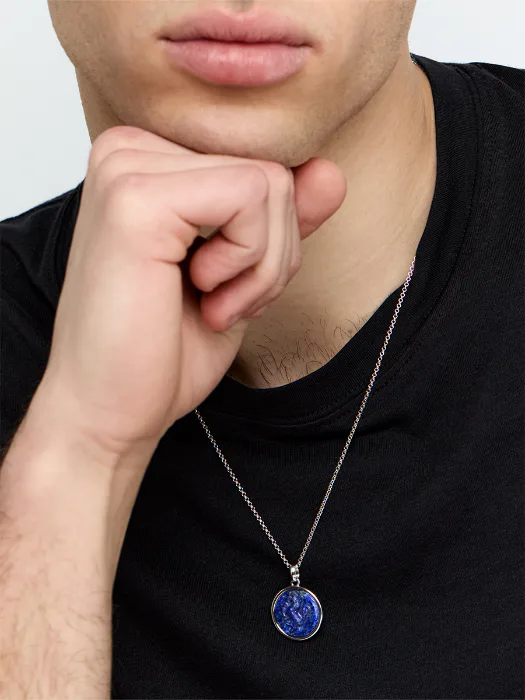 Stallion Carved Lapis Necklace