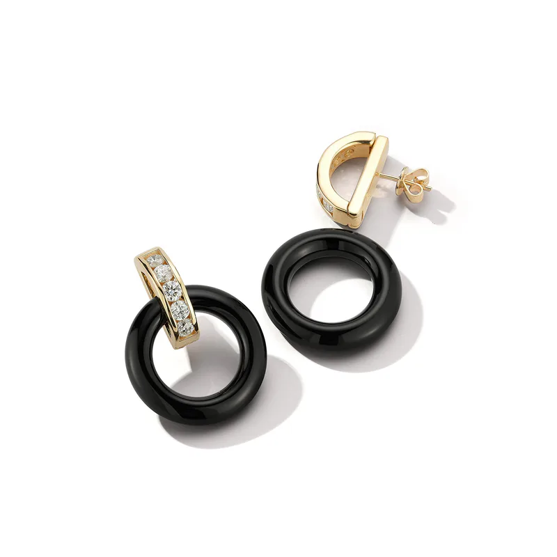 14kt Deluxe Donut Door Knocker Earring Set