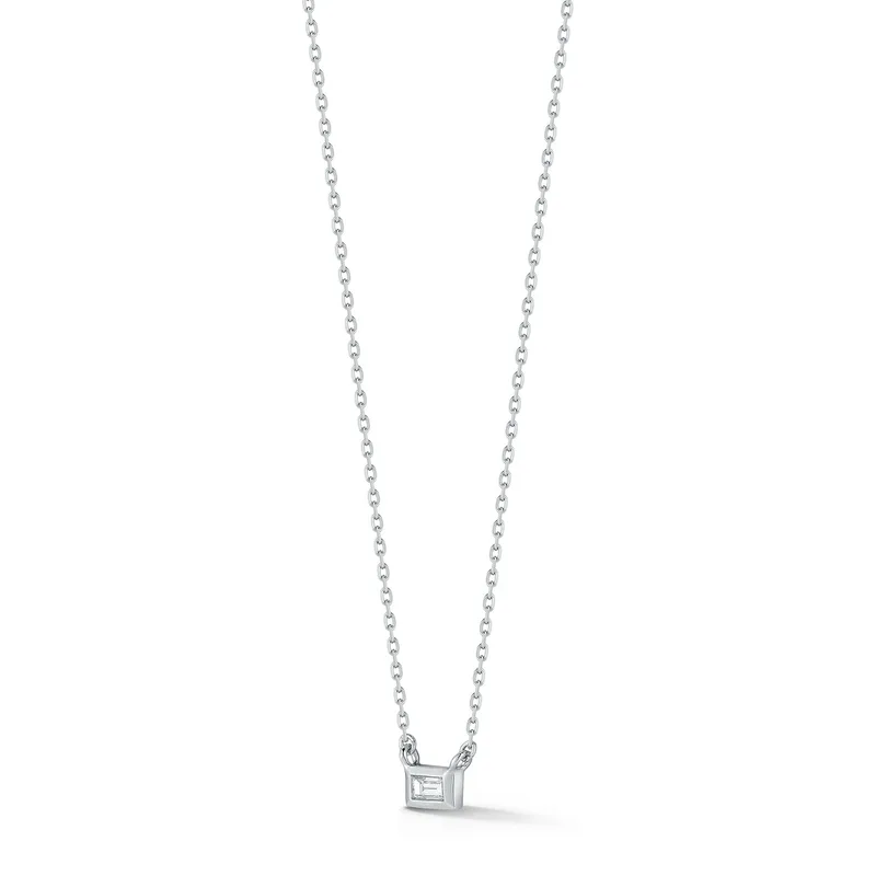 Platinum Diamond Baguette Necklace