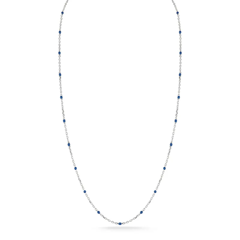 Blue Enamel Station Chain Necklace