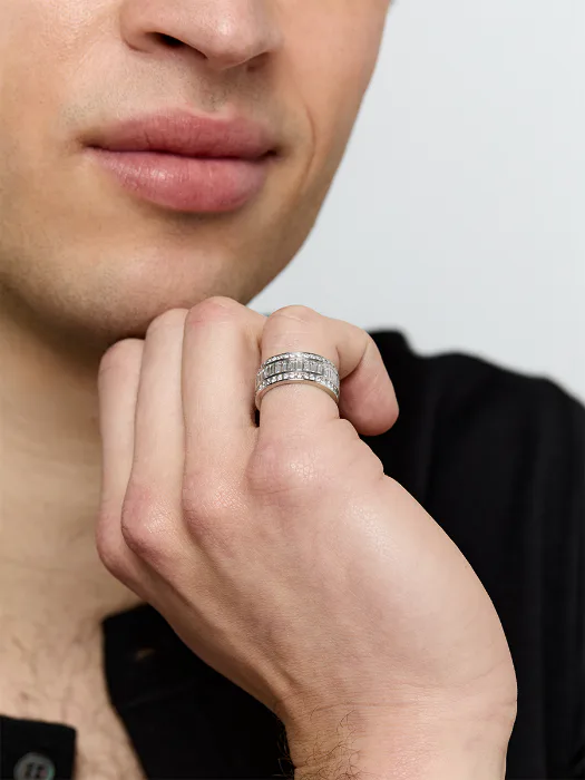 Platinum Layered Diamond Baguette Ring