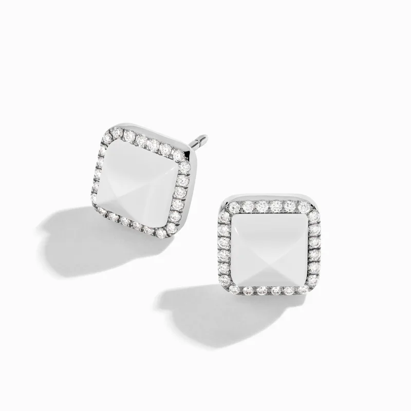 Cleo Diamond Stud Pyramid Earrings