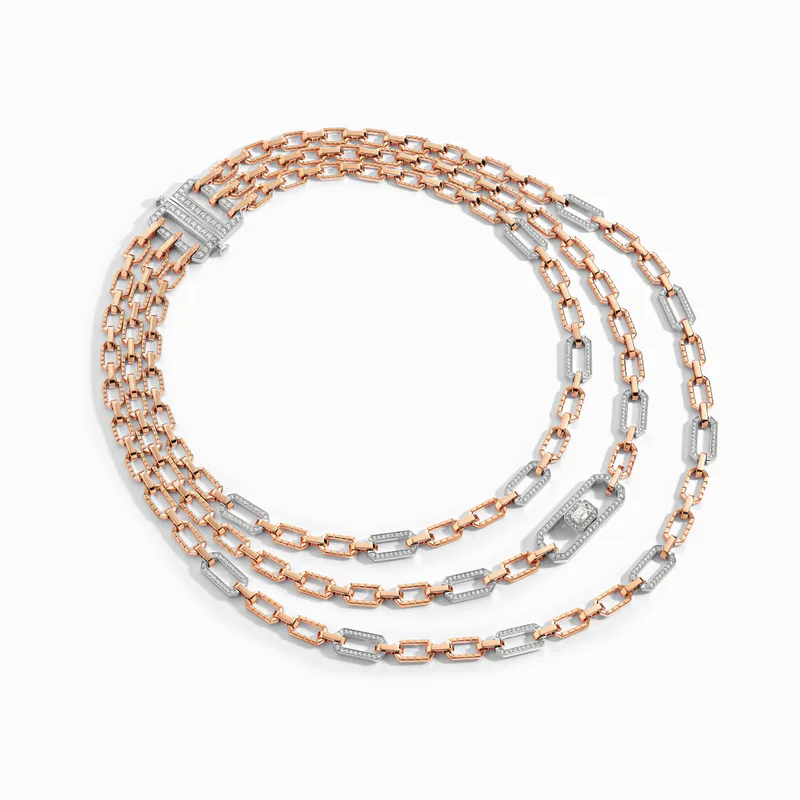 Empire Two-Tone Multi-Layer Diamond Statement Necklace