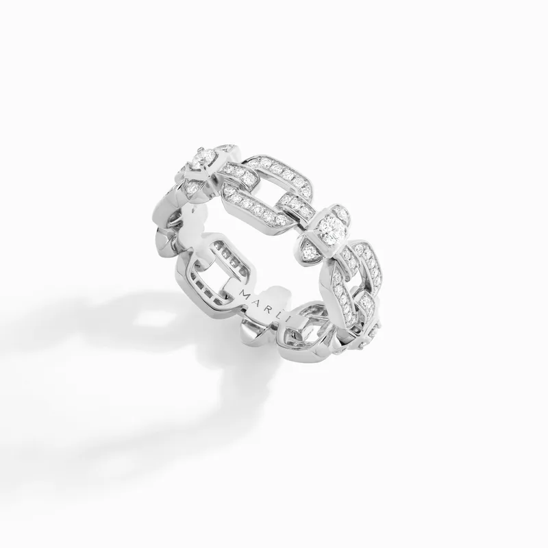 Tip-Top Link Full Diamond Ring