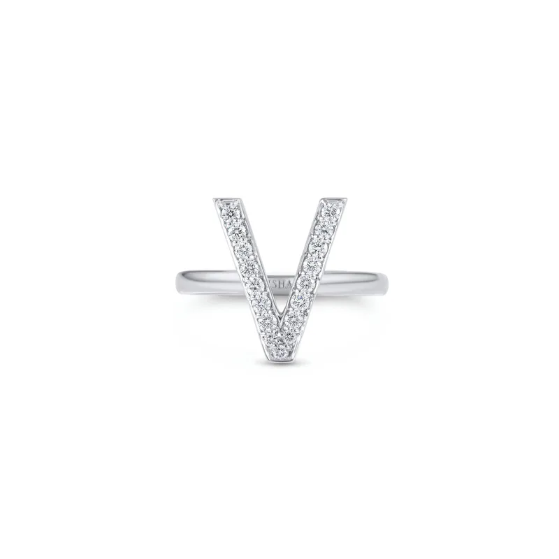 Initials Ring - V