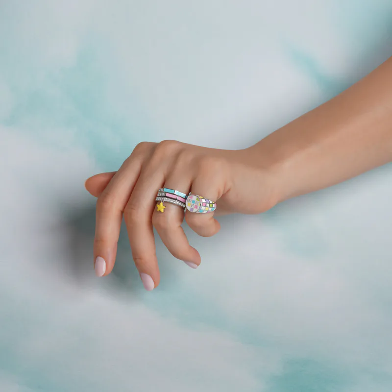Fingers Crossed Pink White Gold