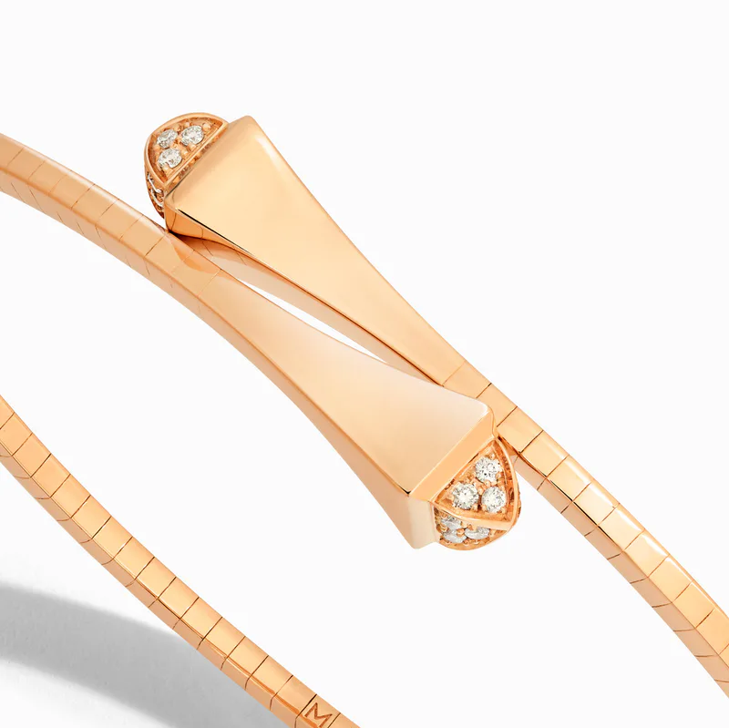 Cleo Gold Slim Slip-On Bracelet with Diamond Pyramids