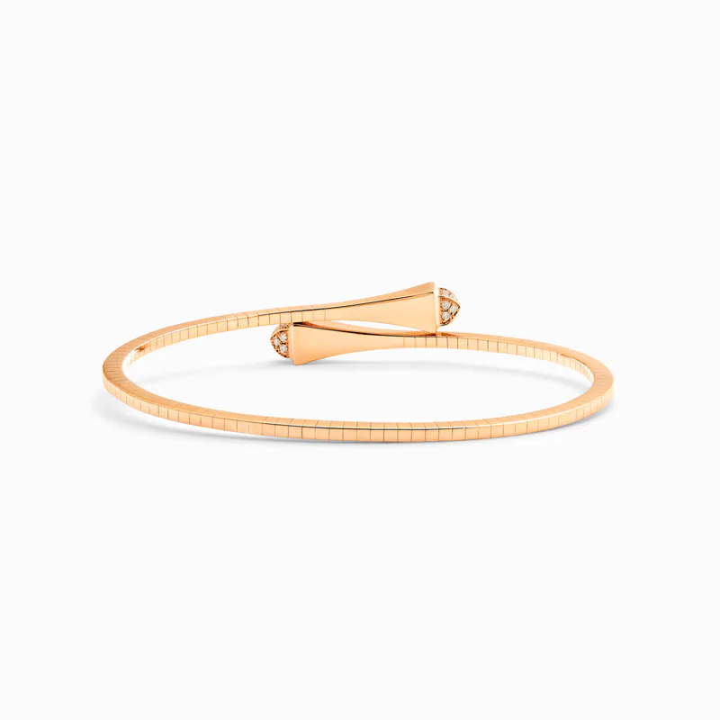 Cleo Gold Slim Slip-On Bracelet with Diamond Pyramids